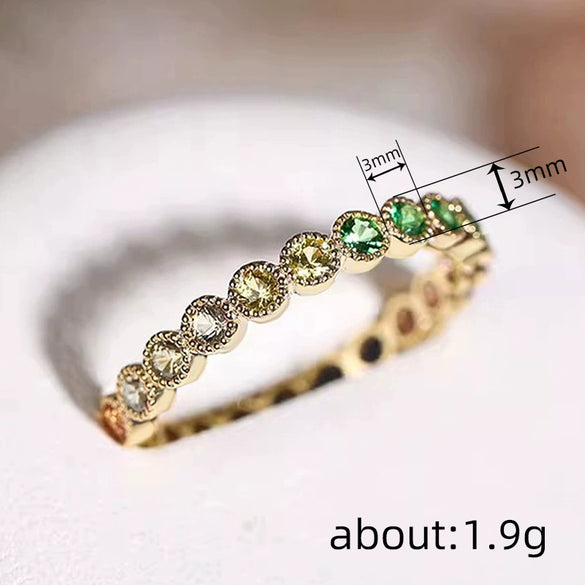 Wholesale Simple Colorful Geometric Copper Ring Inlaid Zircon For Women