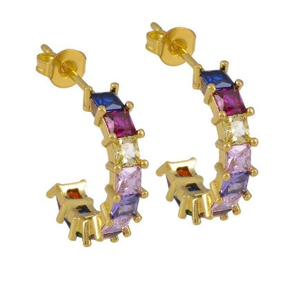 Wholesale Simple Colorful Zircon Ring Copper Micro Inlay Unisex