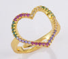 Wholesale Simple Colorful Zircon Ring Copper Micro Inlay Unisex