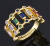 Wholesale Simple Colorful Zircon Ring Copper Micro Inlay Unisex