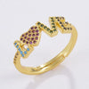 Wholesale Simple Colorful Zircon Ring Copper Micro Inlay Unisex