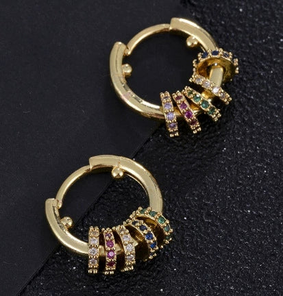 Wholesale Simple Colorful Zircon Ring Copper Micro Inlay Unisex