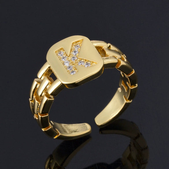 Wholesale Simple Colorful Zircon Ring Copper Micro Inlay Unisex