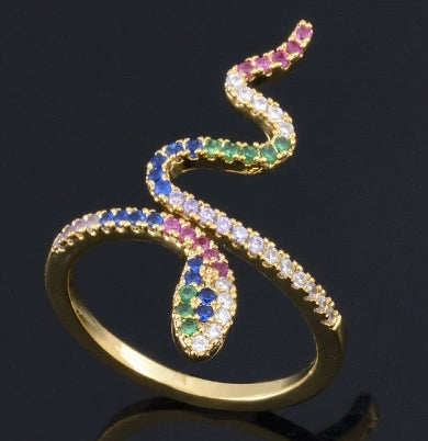 Wholesale Simple Colorful Zircon Ring Copper Micro Inlay Unisex