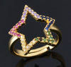 Wholesale Simple Colorful Zircon Ring Copper Micro Inlay Unisex