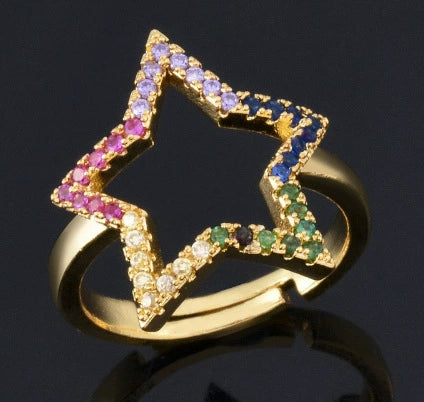 Wholesale Simple Colorful Zircon Ring Copper Micro Inlay Unisex