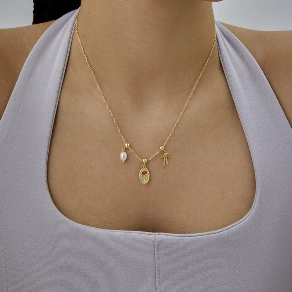 Wholesale Simple Copper Pendant Necklace With Heart Shape For Women Electroplated Mixed Gemstone Setting