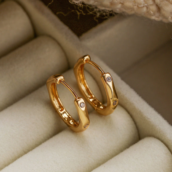 Wholesale Simple Copper Plated Real Gold Geometric Earrings For Women With Electroplating Treatment