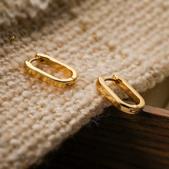 Wholesale Simple Copper Plated Real Gold Geometric Earrings For Women With Electroplating Treatment