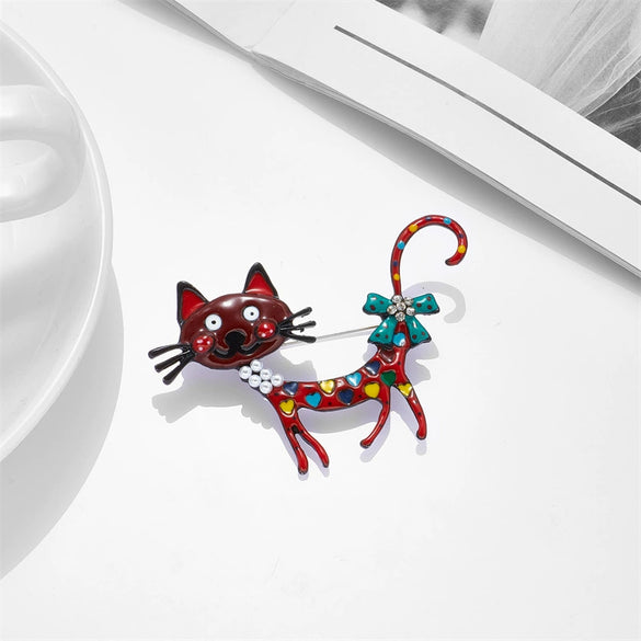 Wholesale Simple Creative Cute Cartoon Fun Animal Cat Alloy Oil Dripping Accessories Pin Brooch