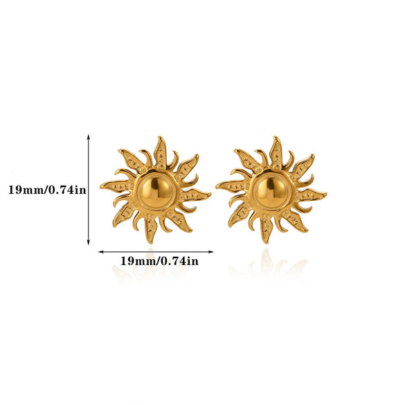 Wholesale Simple Creative Geometric Sunflower Stainless Steel And Gold Electroplated Unisex Earrings