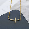 Wholesale Simple Cross Zircon Pendant Necklace With Geometric Pattern Copper Electroplated Unisex