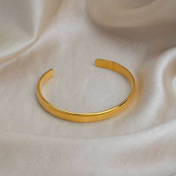 Wholesale Simple Cshaped Open Bracelet Modern Minimalist Geometric Stainless Steel Vacuumplated 18K Real Gold