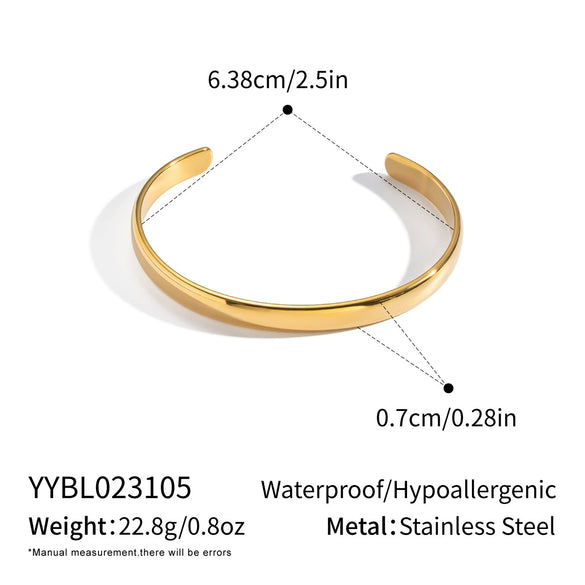 Wholesale Simple Cshaped Open Bracelet Modern Minimalist Geometric Stainless Steel Vacuumplated 18K Real Gold