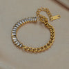 Wholesale Simple Design Colorful Transparent Long Row Diamond Geometric Titanium Steel Regular Chain Electroplated Unisex Daily Bracelet