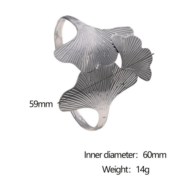 Wholesale Simple Design Electroplated Stainless Steel Ginkgo Leaf Bracelet Hand Jewelry