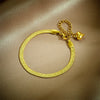 Wholesale Simple Design Titanium Steel Gold Plated Woven Printed Snake Bone Chain Heart Shaped Collar Bracelet Metal Jewelry