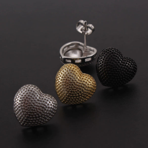 Wholesale Simple Electroplated Copper Heartshaped Fake Diamond Earrings Jewelry