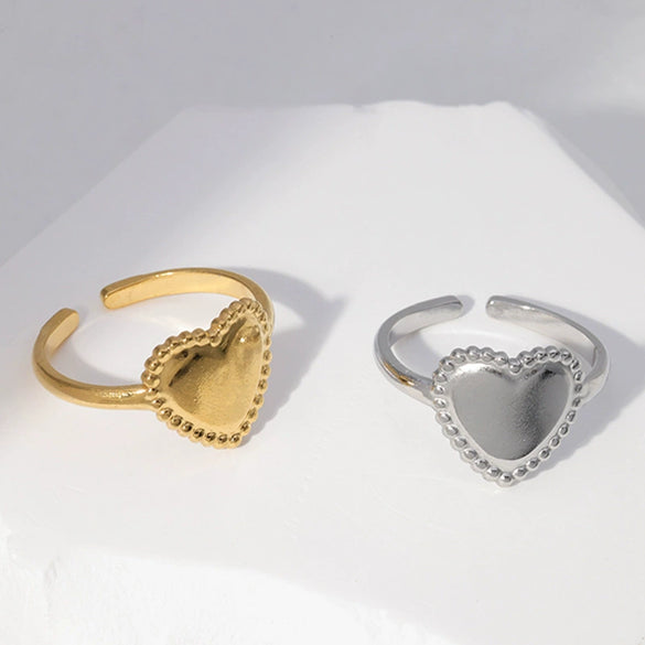 Wholesale Simple Electroplated Heartshaped Stainless Steel Open Ring Bracelet For Women