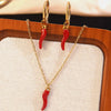 Wholesale Simple Electroplated Stainless Steel Chili Pepper Jewelry Set For Women Necklaces And Earrings