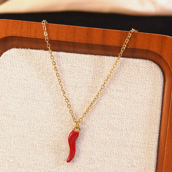 Wholesale Simple Electroplated Stainless Steel Chili Pepper Jewelry Set For Women Necklaces And Earrings