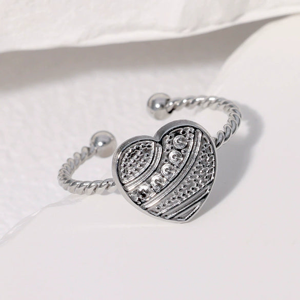 Wholesale Simple Electroplated Stainless Steel Heart Shape Ring Jewelry For Women