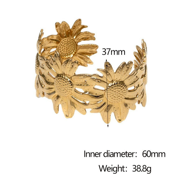 Wholesale Simple Electroplated Stainless Steel Sunflower Bracelet For Women