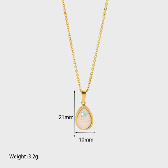 Wholesale Simple Electroplated Titanium Steel Water Drop Pendant Oshaped Chain Necklace For Women