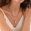 Wholesale Simple Electroplated Titanium Steel Water Drop Pendant Oshaped Chain Necklace For Women