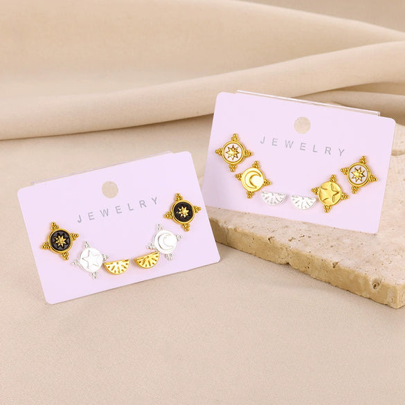 Wholesale Simple Elegant Geometric Star Copper Earrings With Electroplating Treatment