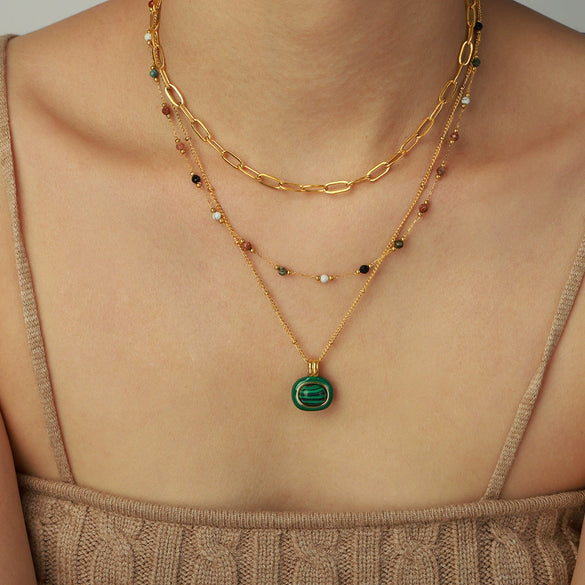 Wholesale Simple Elegant Geometric Titanium Steel Necklace With Electroplating Design Unisex