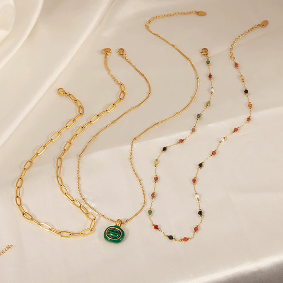 Wholesale Simple Elegant Geometric Titanium Steel Necklace With Electroplating Design Unisex