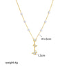 Wholesale Simple Elegant Retro Titanium Steel Necklace With Pearl Butterfly Pendant Tassel Design Geometric Pattern Electroplating
