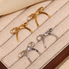 Wholesale Simple Elegant Stainless Steel 18K Gold Plated Niche Blade Chain Butterfly Bow Geometric Earrings For Women