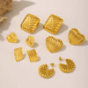Wholesale Simple Elegant Sweet Love Earrings With Geometric Vertical Stripe Design Titanium Steel Plated Real Gold Electroplating For Women