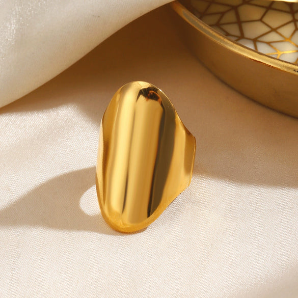 Wholesale Simple Exaggerated Geometric Stainless Steel Electroplated Ring For Ladies