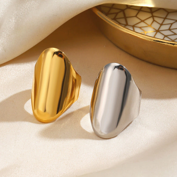Wholesale Simple Exaggerated Geometric Stainless Steel Electroplated Ring For Ladies