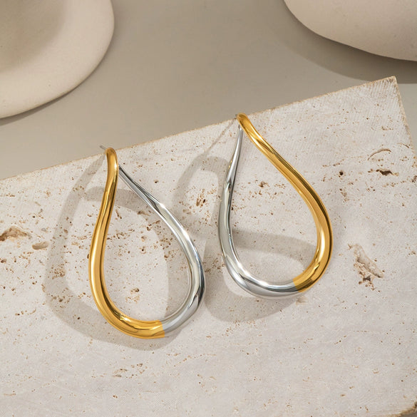 Wholesale Simple Exaggerated Gold Water Drop Earrings For Women Stainless Steel Electroplated