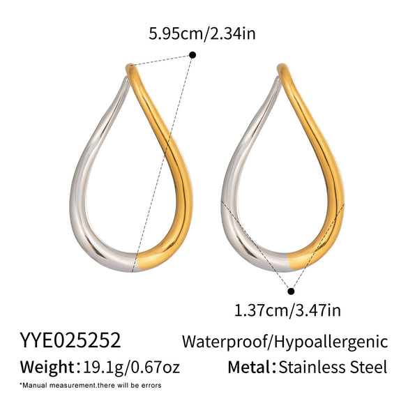 Wholesale Simple Exaggerated Gold Water Drop Earrings For Women Stainless Steel Electroplated