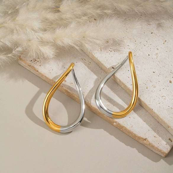 Wholesale Simple Exaggerated Gold Water Drop Earrings For Women Stainless Steel Electroplated