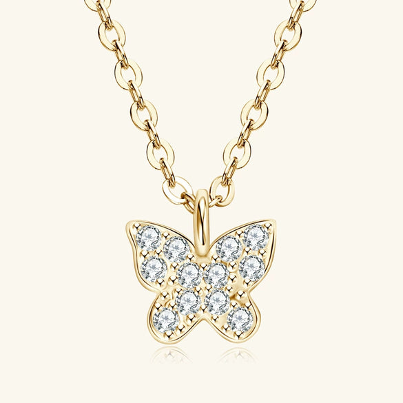 Wholesale Simple Exquisite Butterfly Moissanite S925 Sterling Silver Jewelry Pendant Clavicle Chain With Insect Pattern And Electroplating For Women