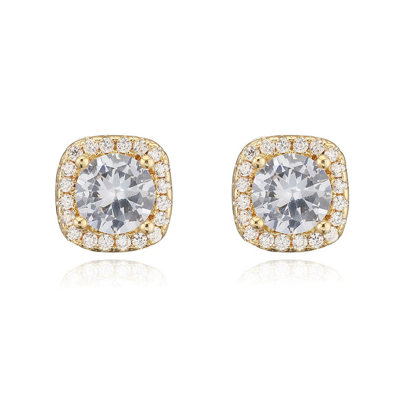 Wholesale Simple Exquisite Copper Plated 18K Gold Square Earrings For Women With Micropaved Zircon And Geometric Design