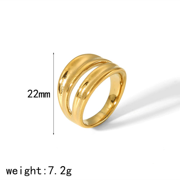 Wholesale Simple Fashion Geometric Line Ring Earrings Stainless Steel 18K Gold Plated