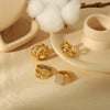 Wholesale Simple Fashion Geometric Line Ring Earrings Stainless Steel 18K Gold Plated