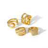 Wholesale Simple Fashion Geometric Line Ring Earrings Stainless Steel 18K Gold Plated
