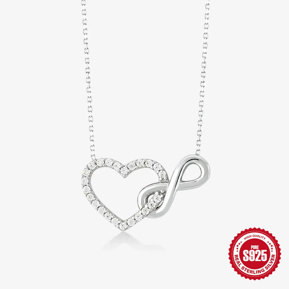 Wholesale Simple Fashion Heart Shaped S925 Sterling Silver Diamond Horoscope Infinite Infinity Ladies Necklace With Electroplating