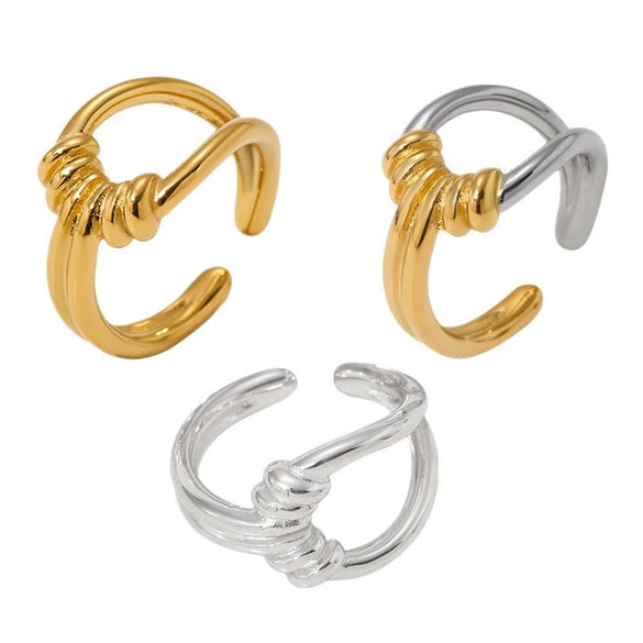 Wholesale Simple Fashion Knot Twist Geometric Stainless Steel Ring With Electroplating For Women