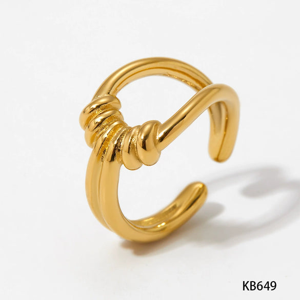 Wholesale Simple Fashion Knot Twist Geometric Stainless Steel Ring With Electroplating For Women