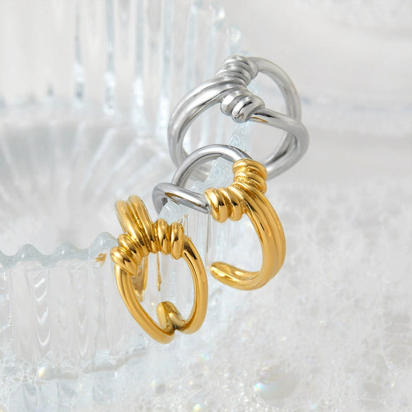 Wholesale Simple Fashion Knot Twist Geometric Stainless Steel Ring With Electroplating For Women