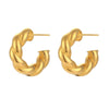 Wholesale Simple Fashion Light Luxury Elegant Stainless Steel 18K Gold Plated Solid Twist Geometric Earrings